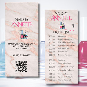 Nail Salon Manicurist Rose Gold QR Price List  Rack Card