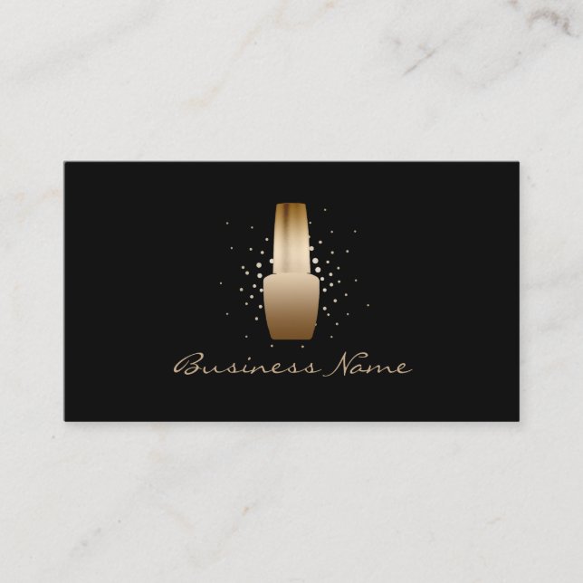 Nail Salon Modern Black & Gold Manicurist Business Card (Front)