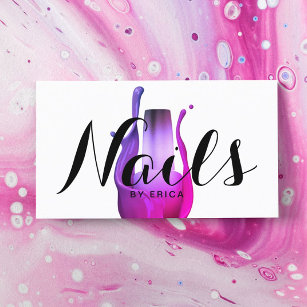 Nail Salon Modern Purple Polish Bottle Manicurist Business Card