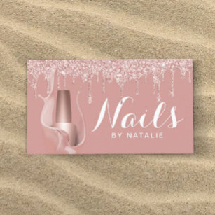 Nail Salon Modern Rose Gold Drips Manicurist Business Card