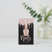 Nail Salon Modern Rose Gold Drips Nail Manicurist Business Card (Standing Front)