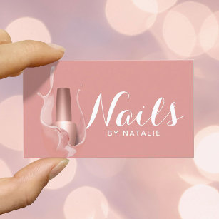 Nail Salon Modern Rose Gold Polish Manicurist Business Card