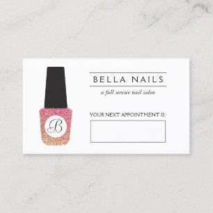 Nail Salon Monogram Bronze Glitter Appointment Card