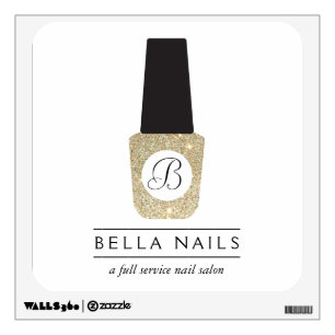 Nail Salon Monogram Gold Glitter Nail Polish Wall Decal