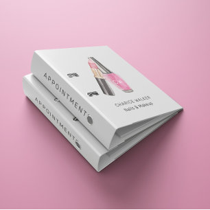 Nail Salon Monogram Makeup Appointment 3 Ring Binder