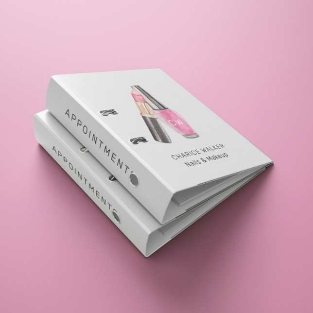 Nail Salon Monogram Makeup Appointment 3 Ring Binder (Creator Uploaded)