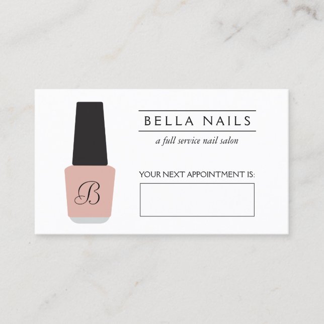 Nail Salon Monogram on Blush Pink Appointment Card (Front)