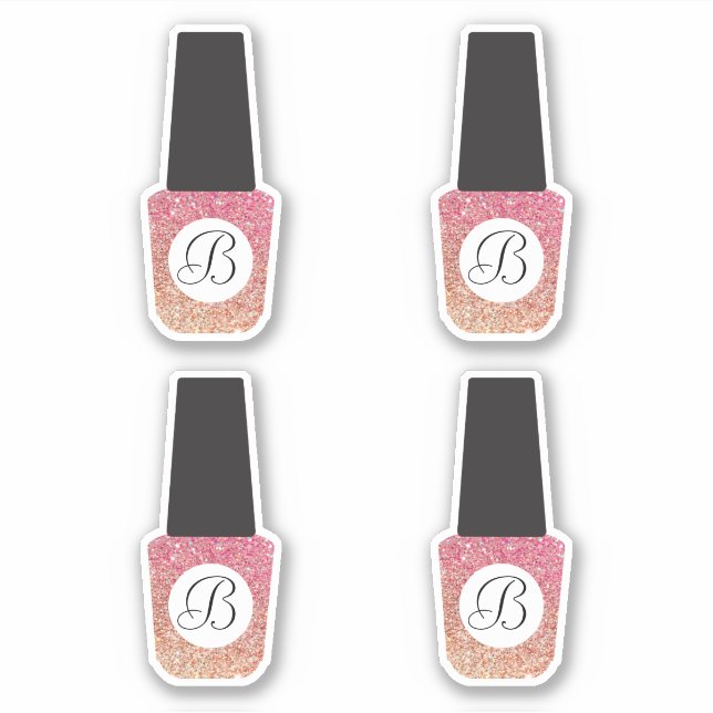 Nail Salon Monogram on Bronze Glitter Nail Polish Sticker (Front)