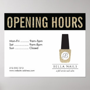 Nail Salon Monogram on Gold Glitter Nail Polish Poster