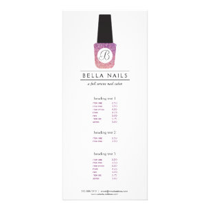 Nail Salon Monogram on Purple Glitter Nail Polish Rack Card