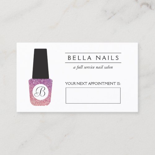 Nail Salon Monogram Purple Glitter Appointment