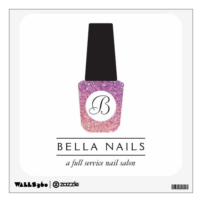 Nail Salon Monogram Purple Glitter Nail Polish Wall Decal (Front)