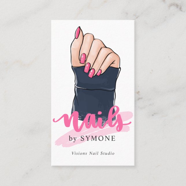 Nail Salon Nail Stylist Nail Tech Manicured Hand Business Card (Front)