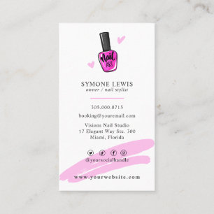 Nail Salon Nail Tech Nail Artist Trendy Pink Business Card