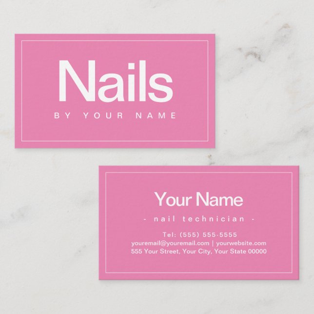 Nail Salon Nail Technician Plain Minimal  Business Card (Front/Back)