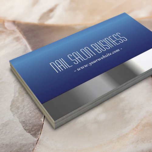 Chic Silver Nail Salon Royal Blue Business Card