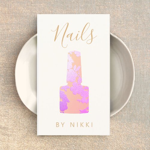 Nail Salon Pink Glitter Manicurist Square Business Business Card