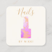Nail Salon Pink Glitter Manicurist Square Business Card (Front)