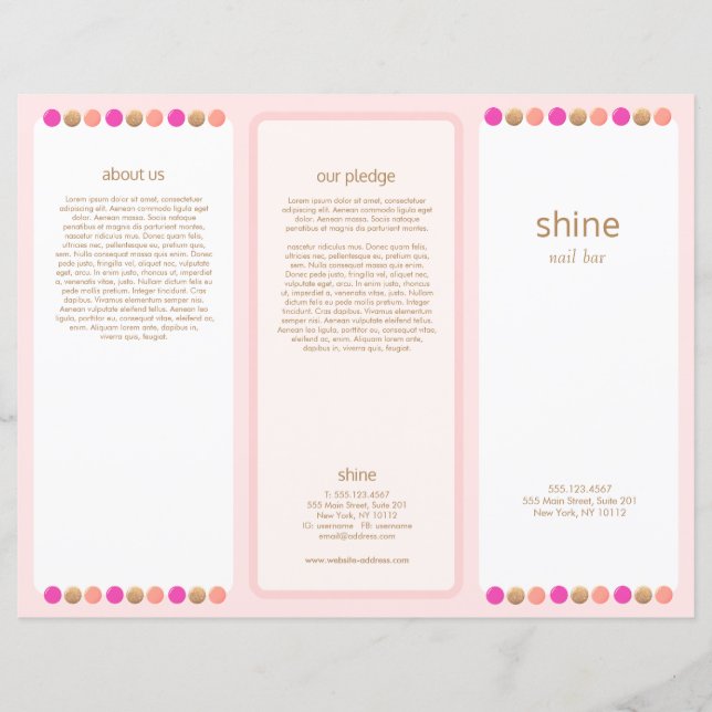 Nail Salon Pink Polish Trifold Brochure (Front)