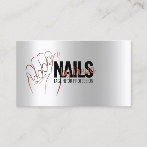 Nail Salon Platinum Glitter  Metallic Rose Gold Business Card