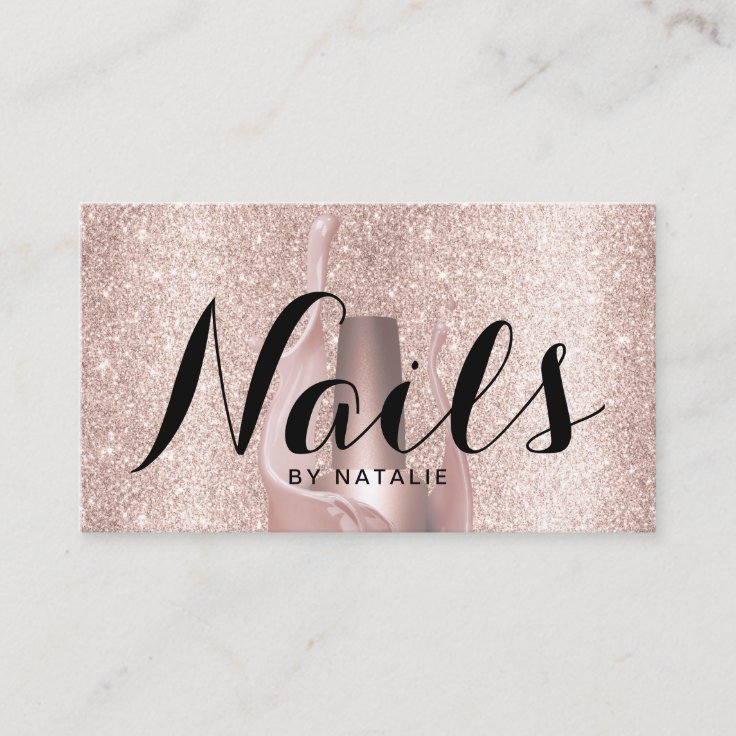 Nail Salon Polish Manicurist Luxury Rose Gold Business Card | Zazzle