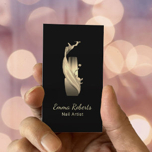Nail Salon Polish Manicurist Modern Black & Gold Business Card