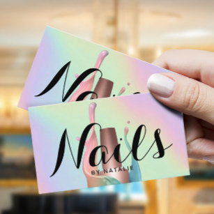 Nail Salon Polish Manicurist Pastel Holographic Business Card