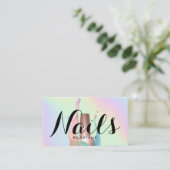 Nail Salon Polish Manicurist Pastel Holographic Business Card (Standing Front)