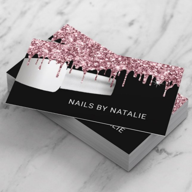 Nail Salon Polish Manicurist Rose Gold Drips Business Card (Creator Uploaded)