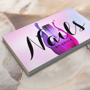 Nail Salon Polish Manicurist Watercolor Pink Ombre Business Card