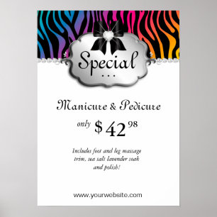 Nail Salon Poster Zebra Rainbow Hair