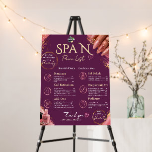 Nail Salon Price List Poster - Spa Manicure Pedicu