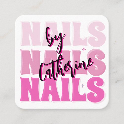 Nail Salon  Qr Code Bold Pink Retro Business card