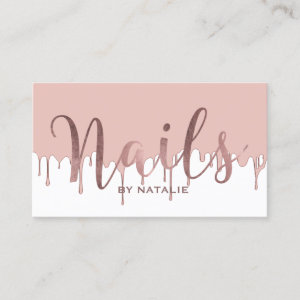 Nail Salon Rose Gold Dripping Makeup Artist Business Card