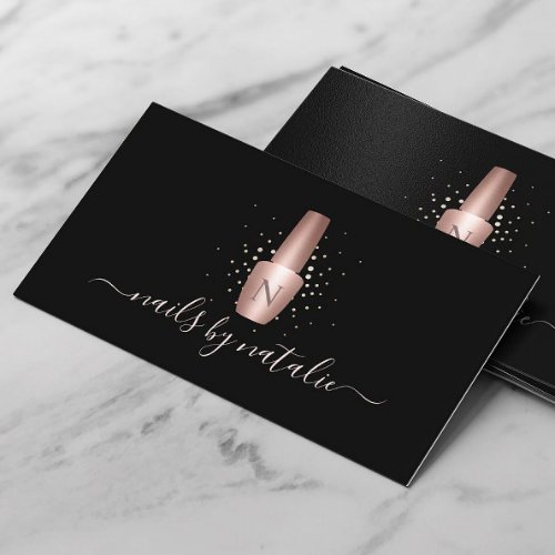 Nail Salon Rose Gold Polish Bottle Makeup Artist Business Card