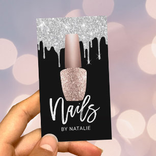 Nail Salon Rose Gold Polish Bottle Manicurist Business Card