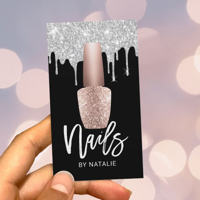 Nail Salon Rose Gold Polish Bottle Manicurist Business Card (Creator Uploaded)