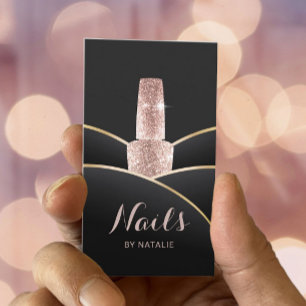 Nail Salon Rose Gold Polish Manicurist Black Gold Business Card