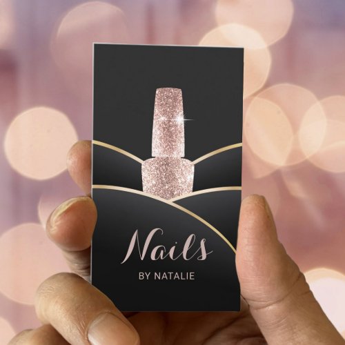 Nail Salon Rose Gold Polish Manicurist Black Gold Business Card