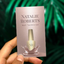 Nail Salon Rose Gold Polish Splash Makeup Artist Business Card