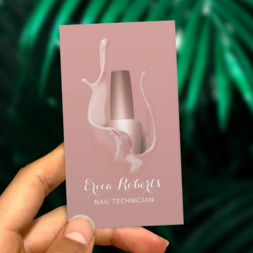 Nail Salon Rose Gold Polish Splash Manicurist Business Card