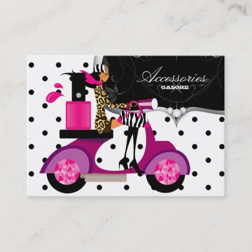 Nail Salon Scooter Girl Handbag Fashion Dots Business Card