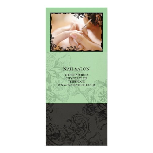 Nail Salon Services Price List Mint Green Rack Card