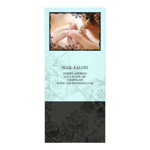 Nail Salon Services Price List Teal Blue Rack Card