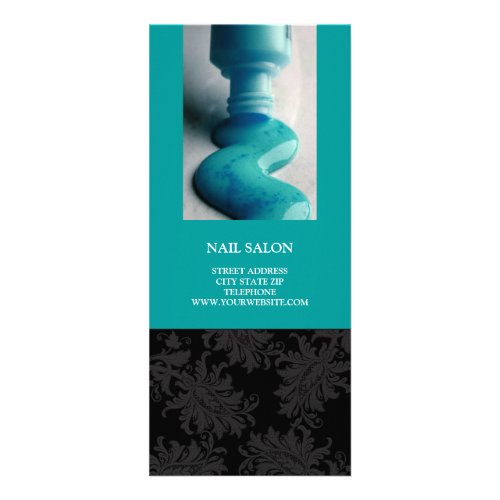 Nail Salon Services Price List Teal Blue Rack Card