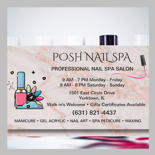 Nail Salon Spa Technician Blush Rose Marble    Business Card