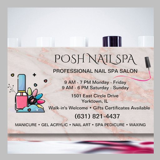 Customizable Nail Salon Spa Technician Blush Rose Marble    Business Card