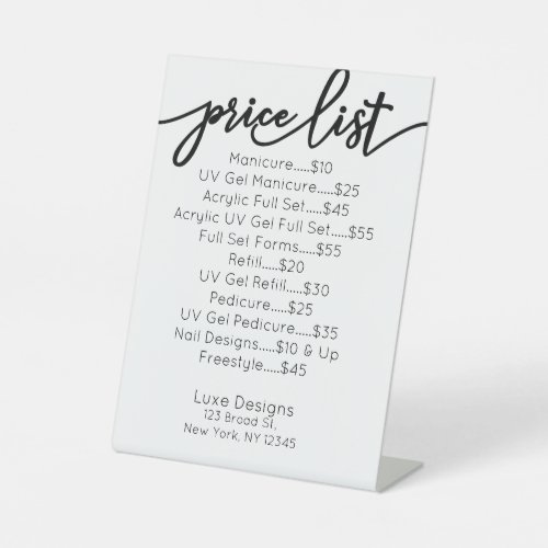 Nail Salon Supplies Glitter Drips Price List Menu  Pedestal Sign