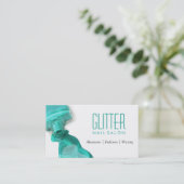 Nail Salon Teal Green Glitter Loyalty Punch Card (Standing Front)