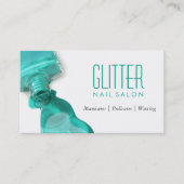 Nail Salon Teal Green Glitter Loyalty Punch Card (Front)